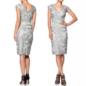 NWT Tadashi Shoji Lace Cocktail Dress Seafoam Green Sequined Sheath Size 2 NEW